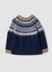 Blue jacquard regular-fit cable-knit jumper in pure organic cotton_1