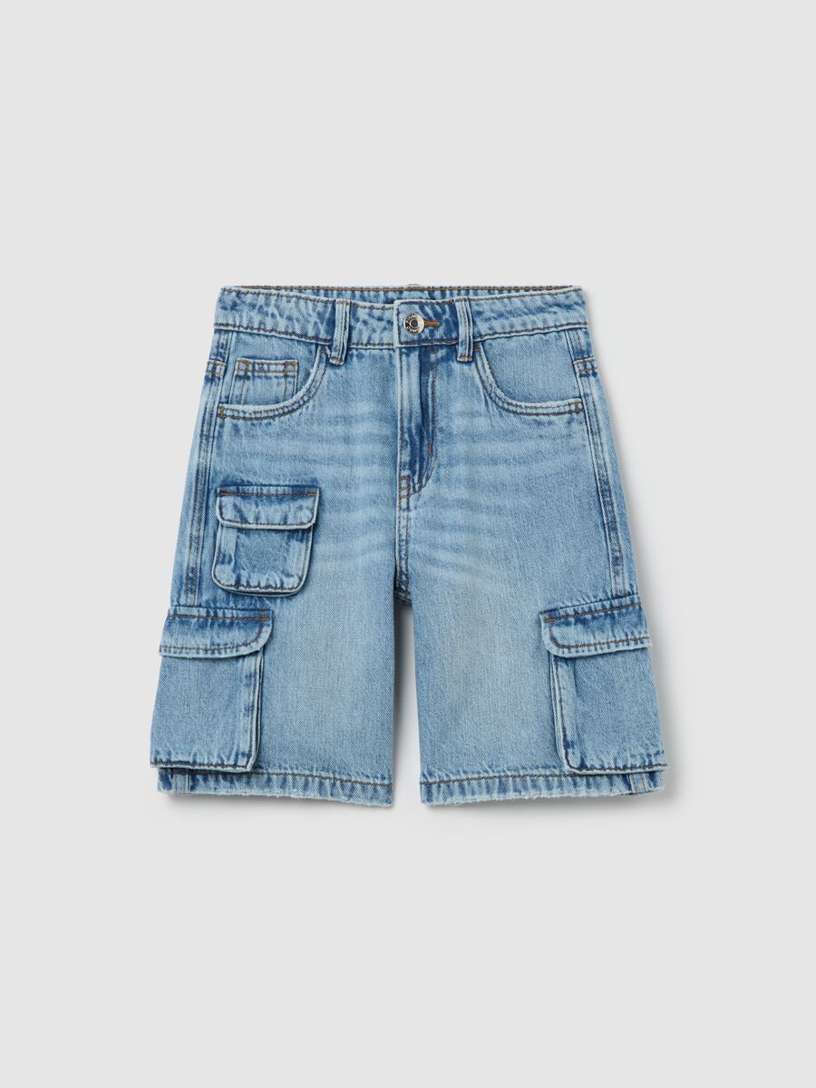 Cargo shorts in denim_0