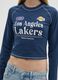 Blue stretch cotton shirt with Los Angeles Lakers logo_3