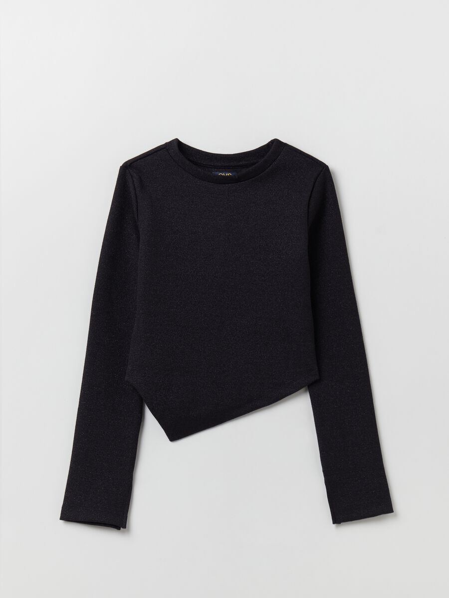T-shirt asimmetrica in lurex_0