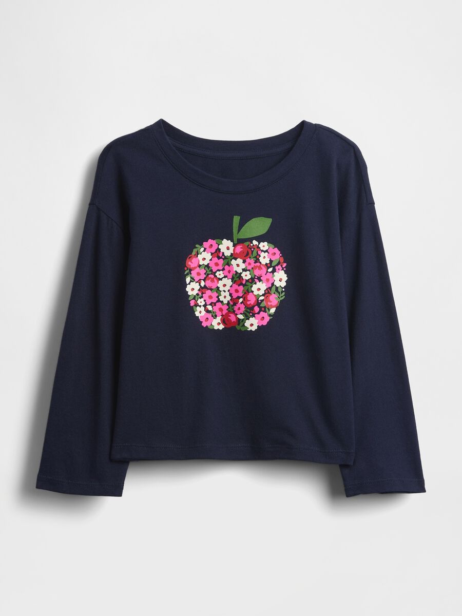 Long-sleeved blue cotton top_0