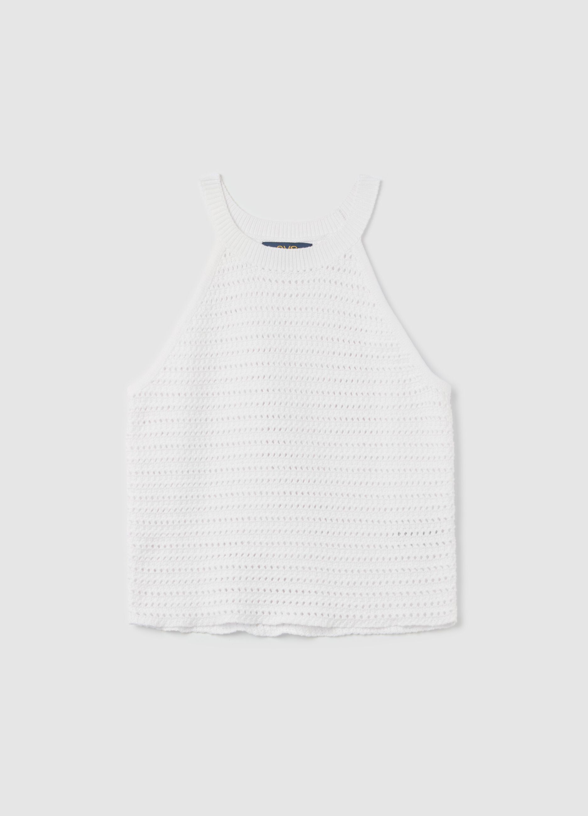 White openwork top with halter neck