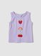 Regular fit purple stretch cotton tank top for girls with embroidery_0