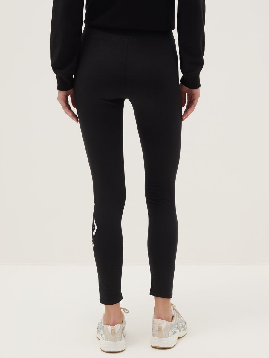 Black stretch cotton leggings regular fit with Everlast logo_2