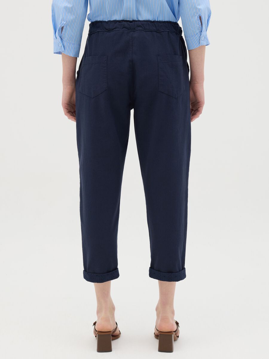 Casual Blue Linen and Cotton Trousers_3