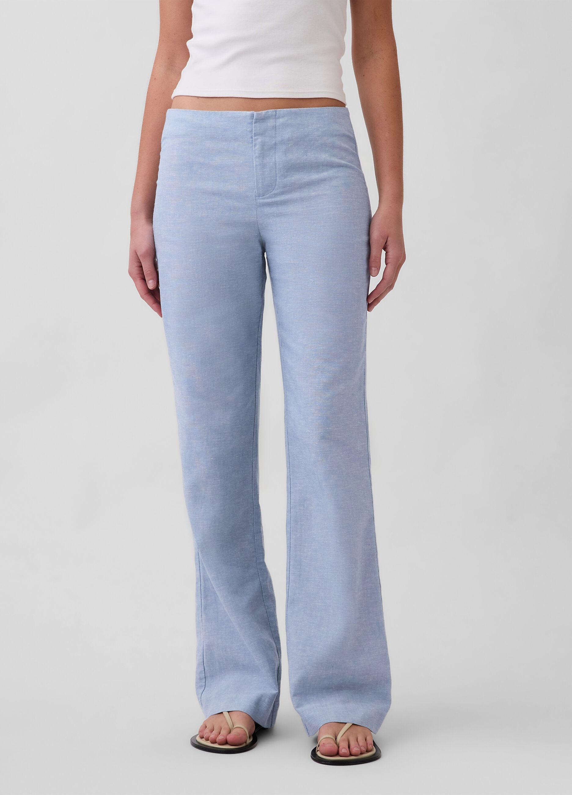 Linen-blend palazzo trousers