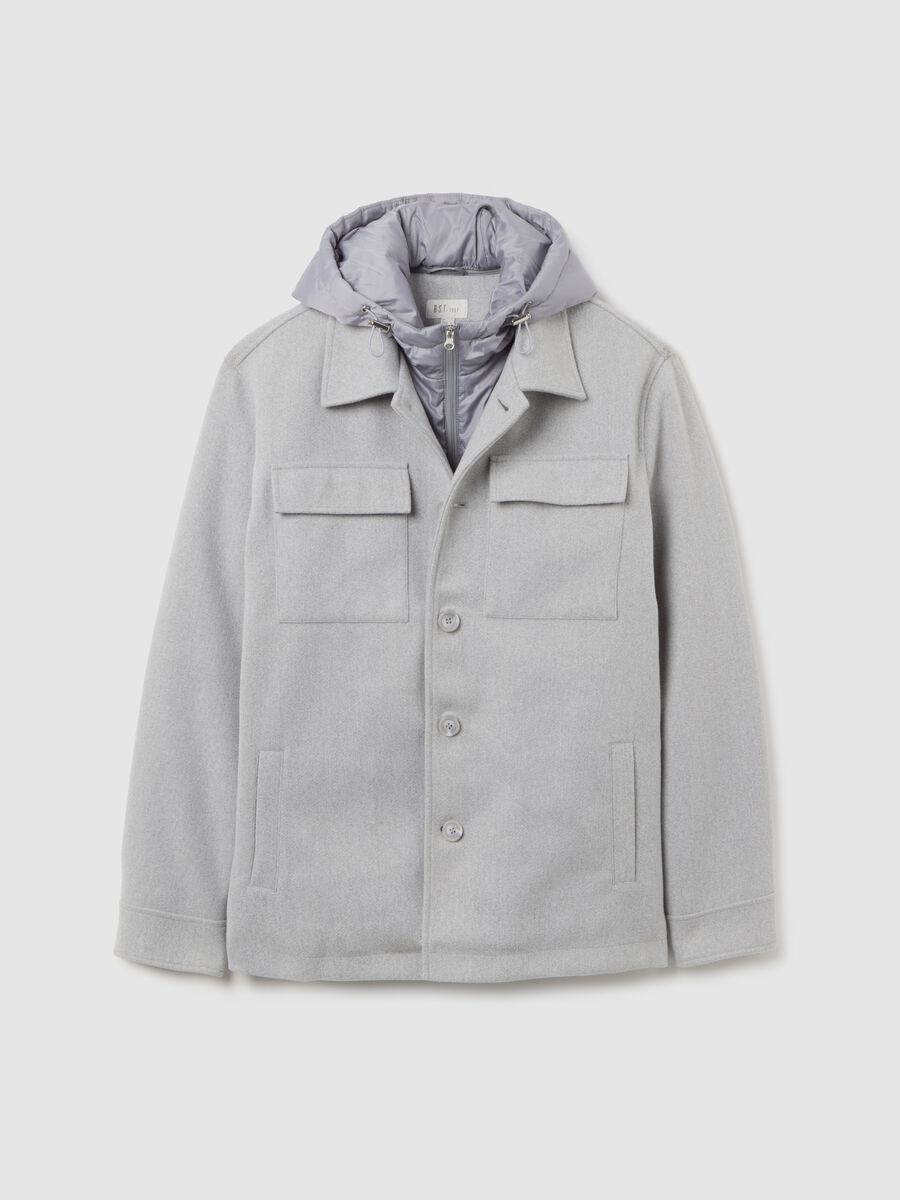 Giacca imbottita grigia regular fit con cappuccio_4
