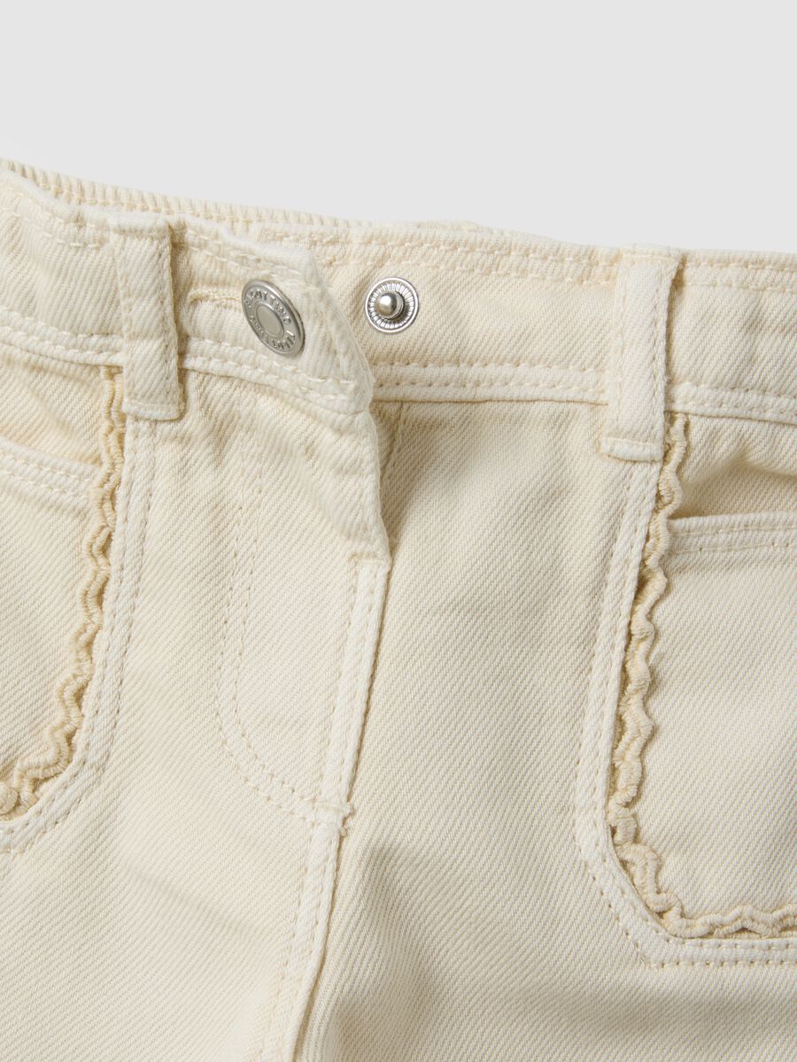 Beige pure cotton regular fit trousers for girls_2