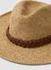 Beige Panama hat in pure paper fabric with brown band_1