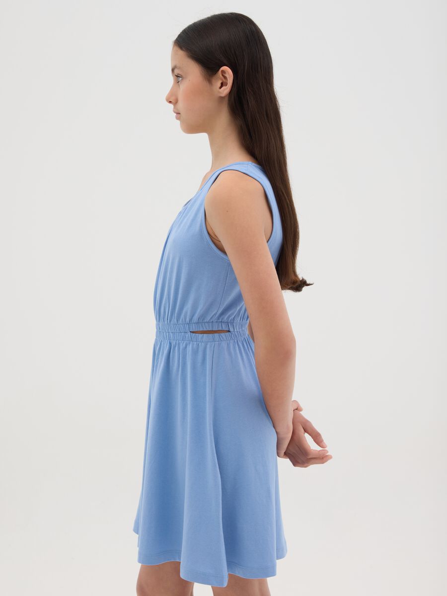Sleeveless regular blue jersey dress_3