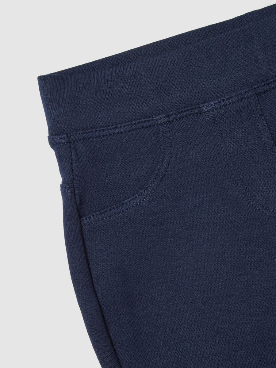 Blue slim fit stretch cotton trousers for girls_3