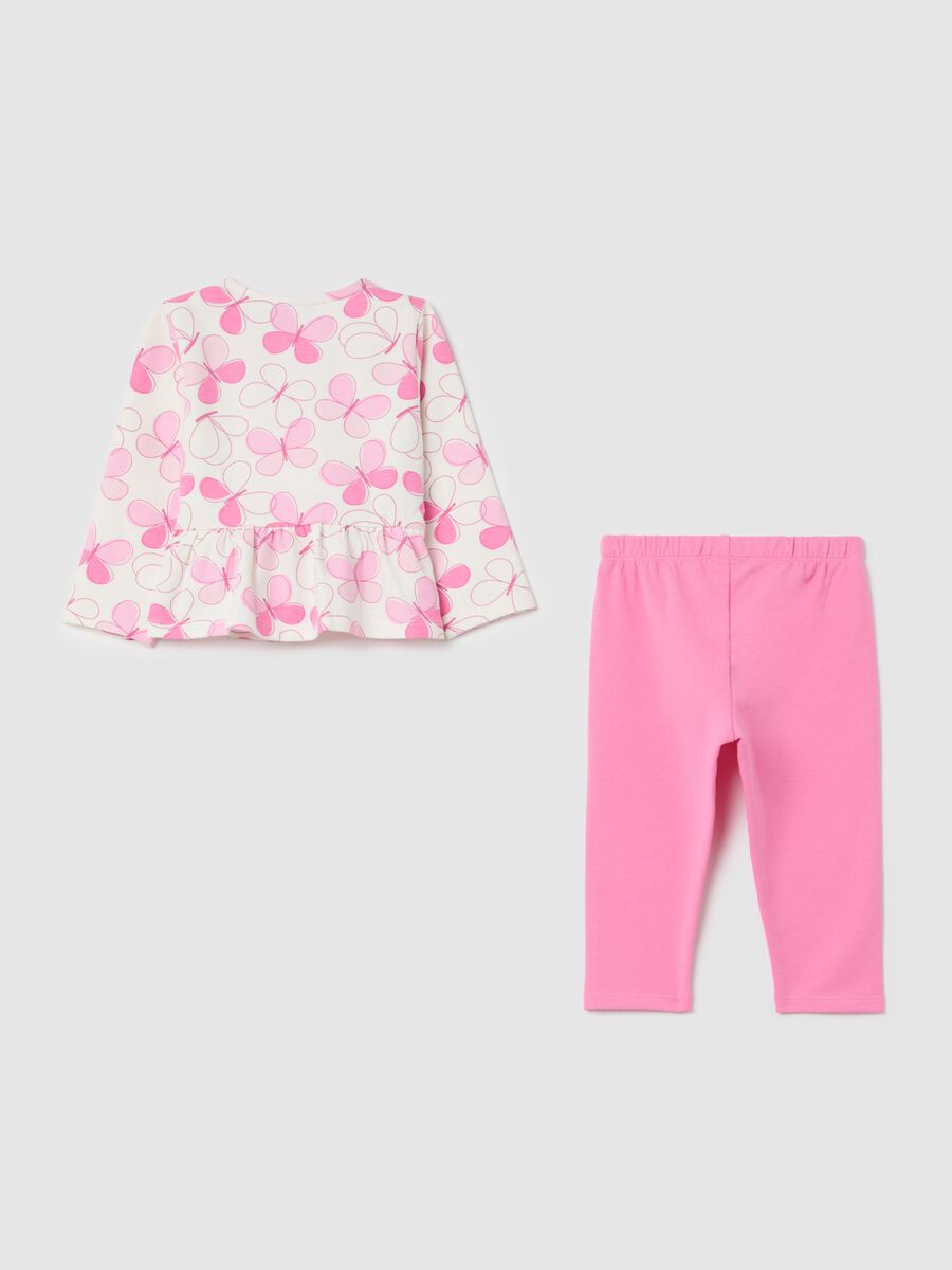 Jogging set in cotone stretch con stampa farfalle_1