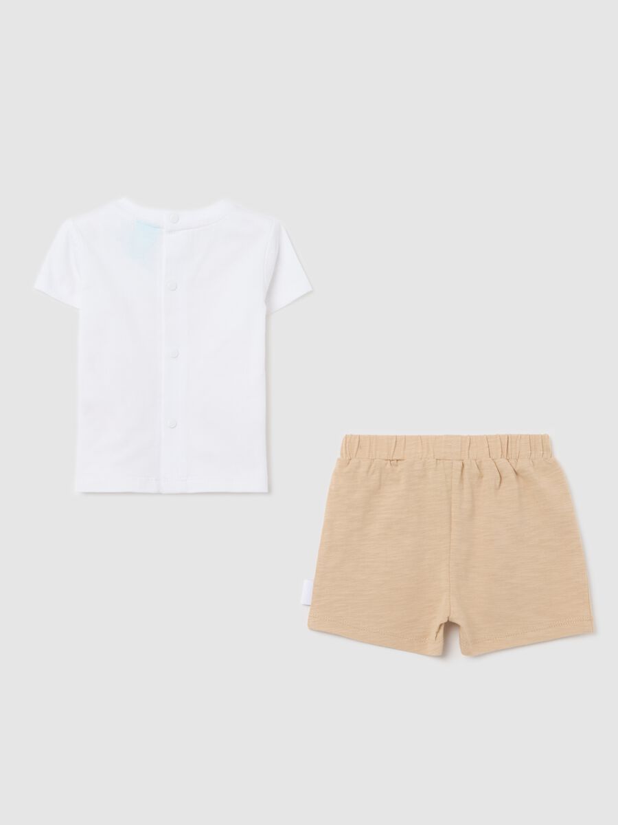 Unisex newborn outfit in 100% white cotton with elasticated waist_1