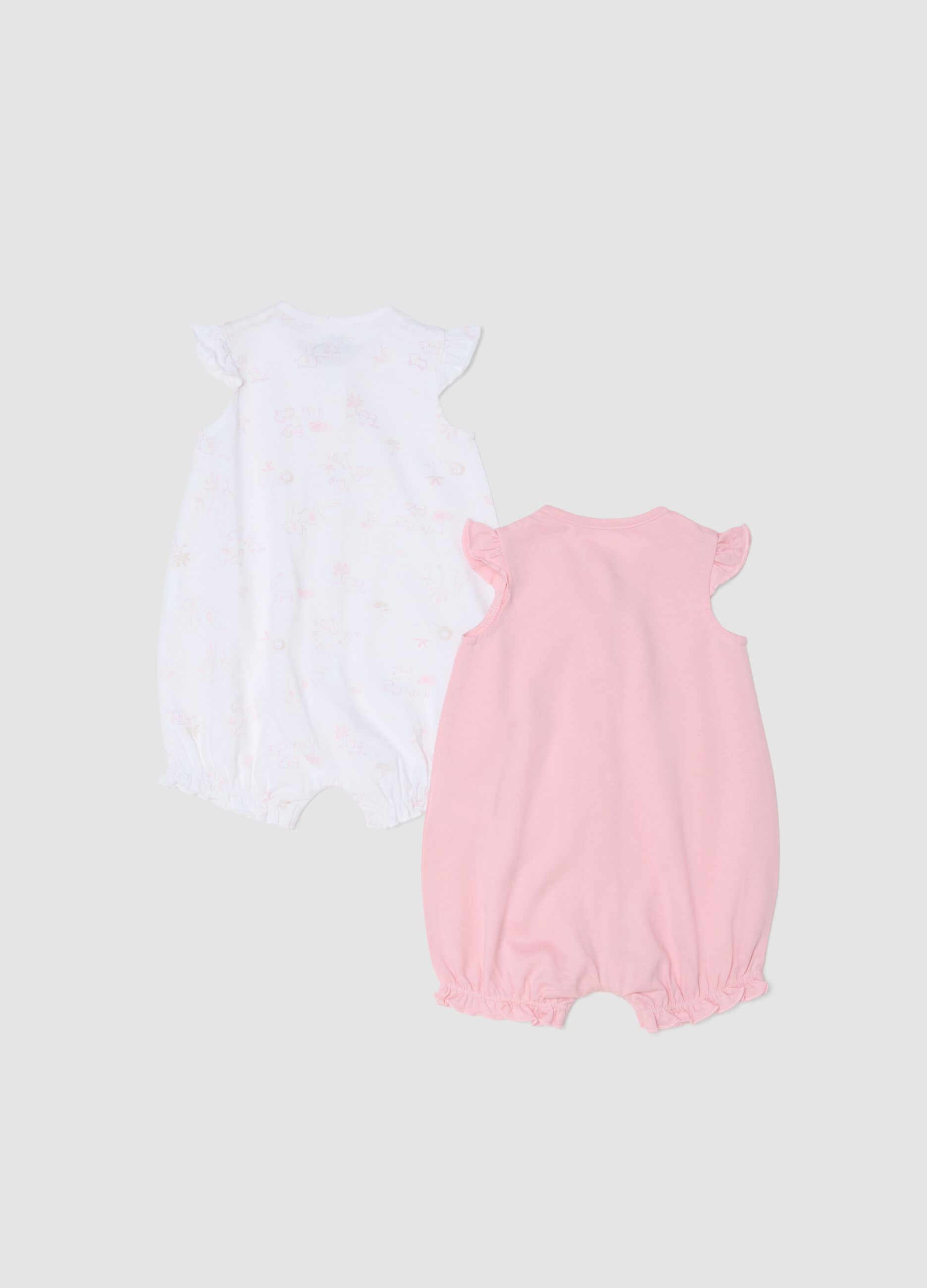2-pack of multicolour pure cotton baby sleepsuits