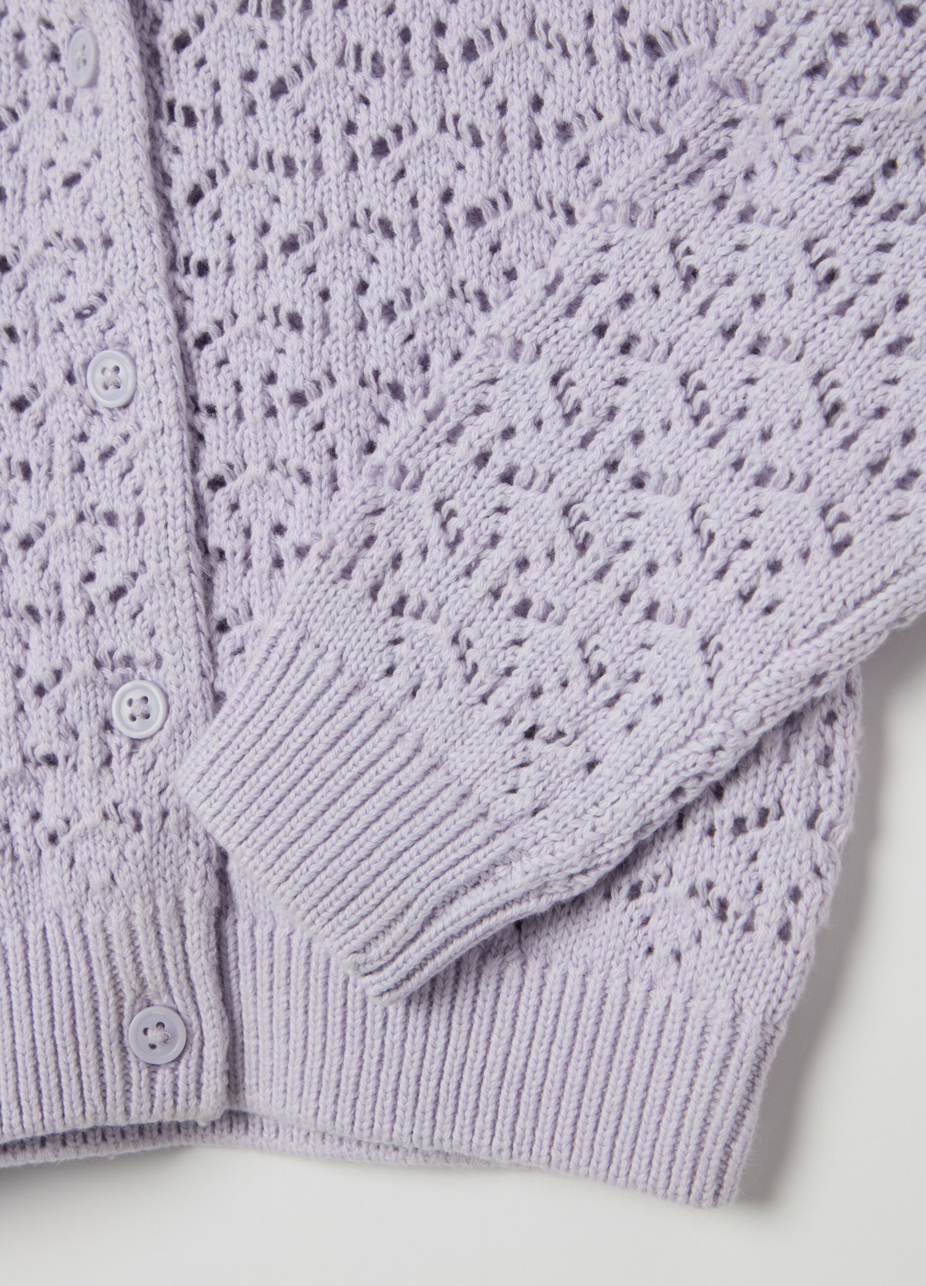 Cotton cardigan with openwork motif