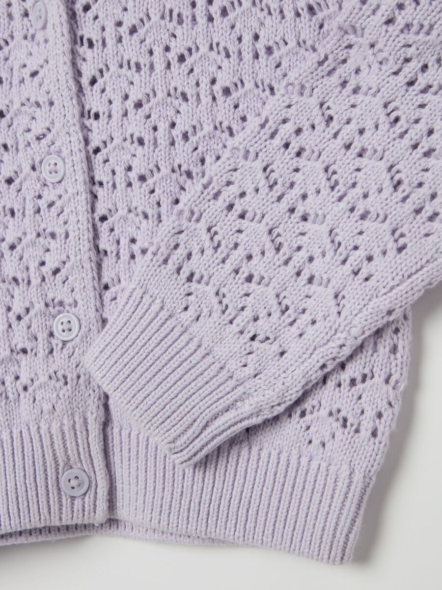 Cotton cardigan with openwork motif_3