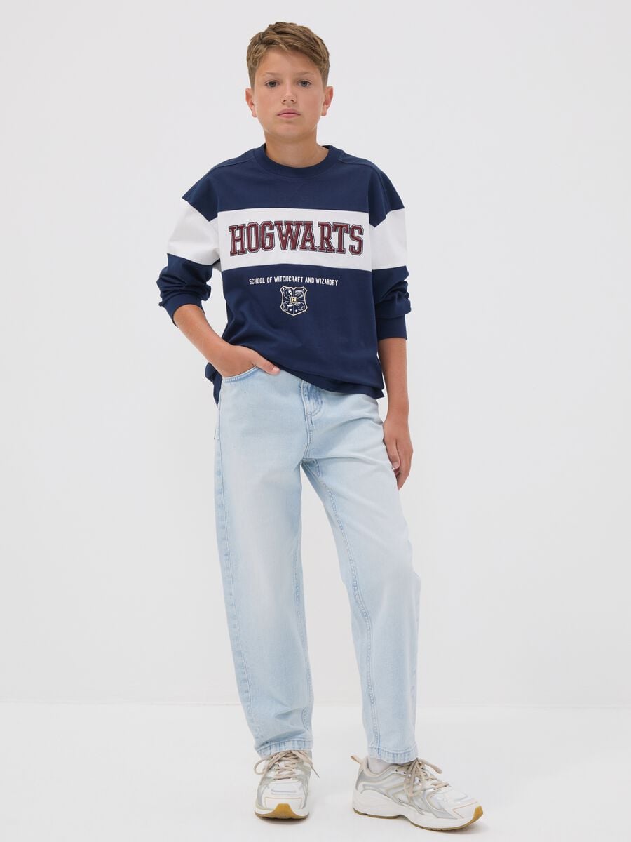Light blue pure cotton relaxed-fit jeans for boys_0