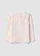 Pink stretch organic cotton T-shirt with teddy bear embroidery_1