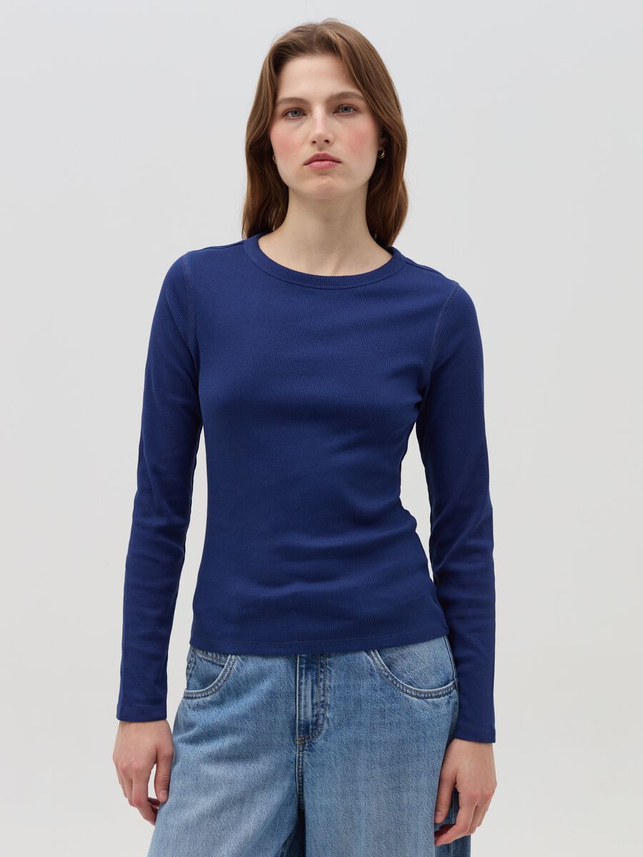 Ribbed T-shirt with long sleeves_0