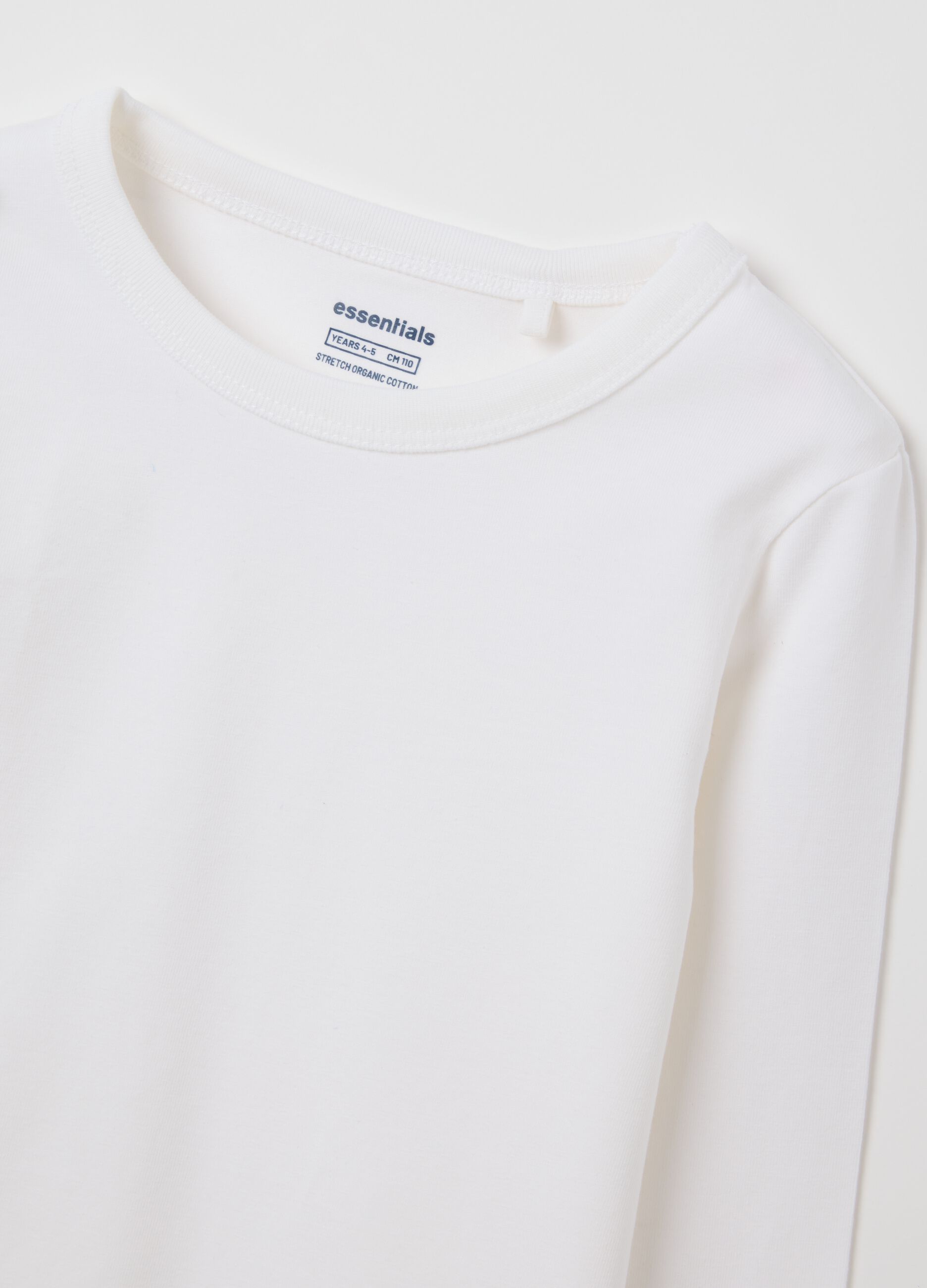 Girls' white regular fit stretchy cotton top