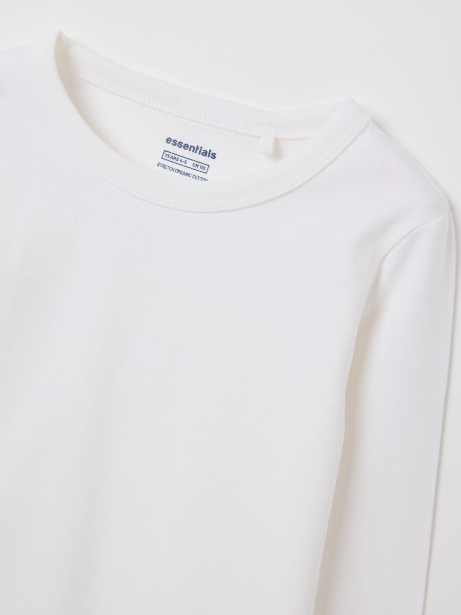 Girls' white regular fit stretchy cotton top_2