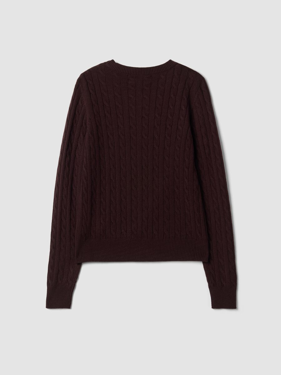 Brown cable-knit crew-neck jumper, regular fit_6