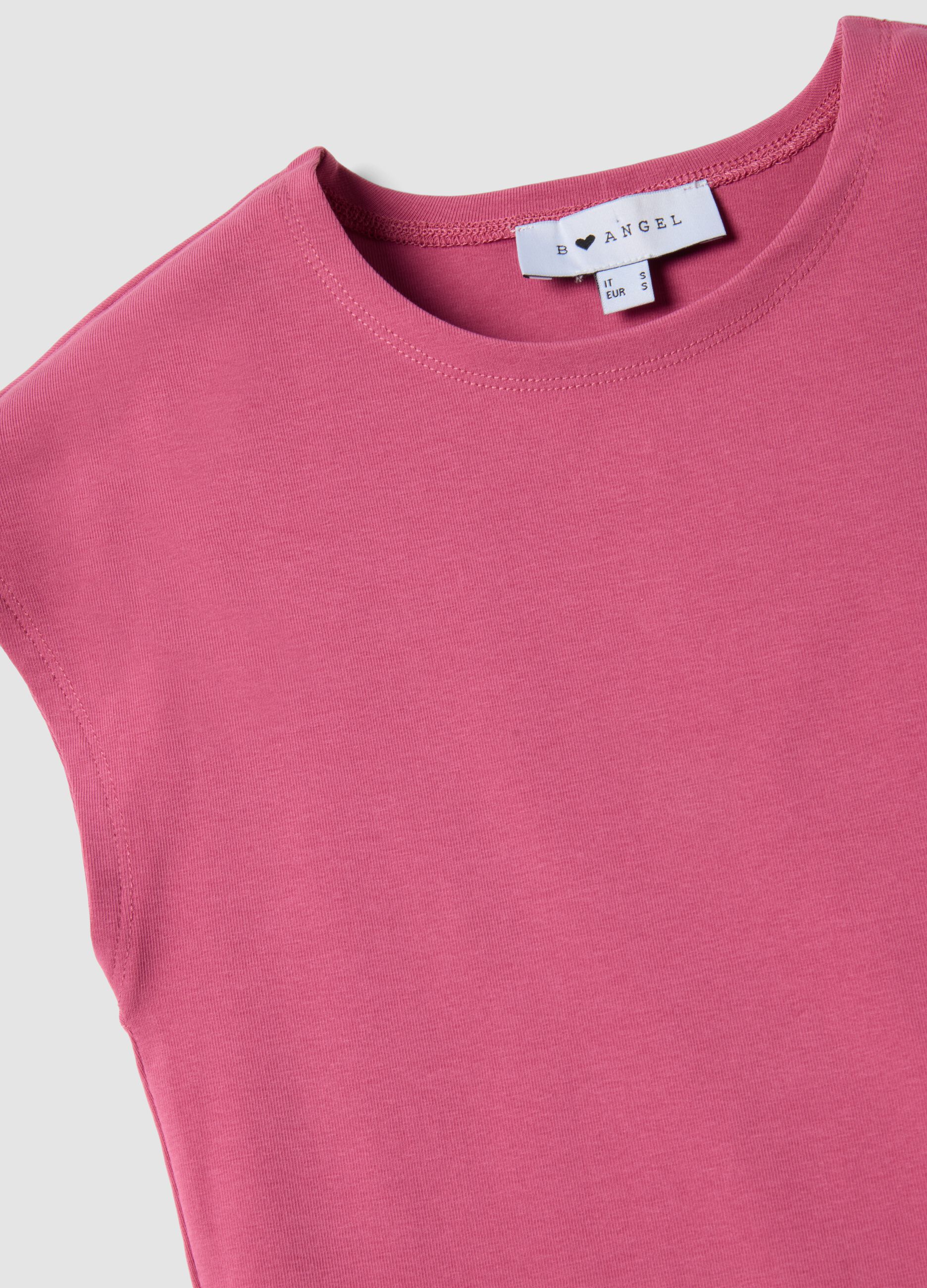 Pink fitted stretch-cotton vest top