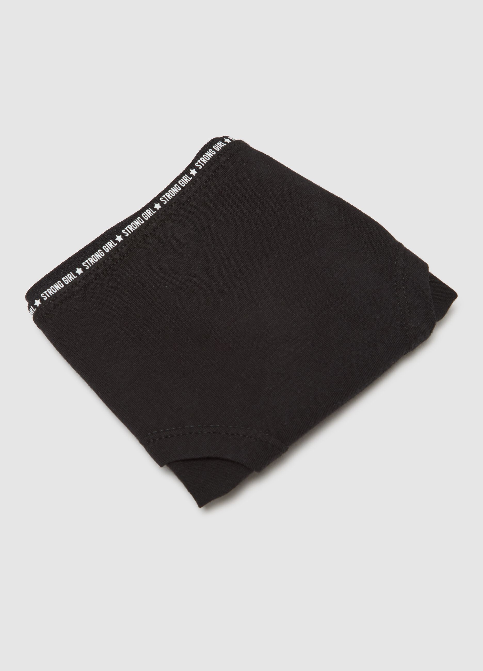 Black Stretch Cotton Girls' Briefs