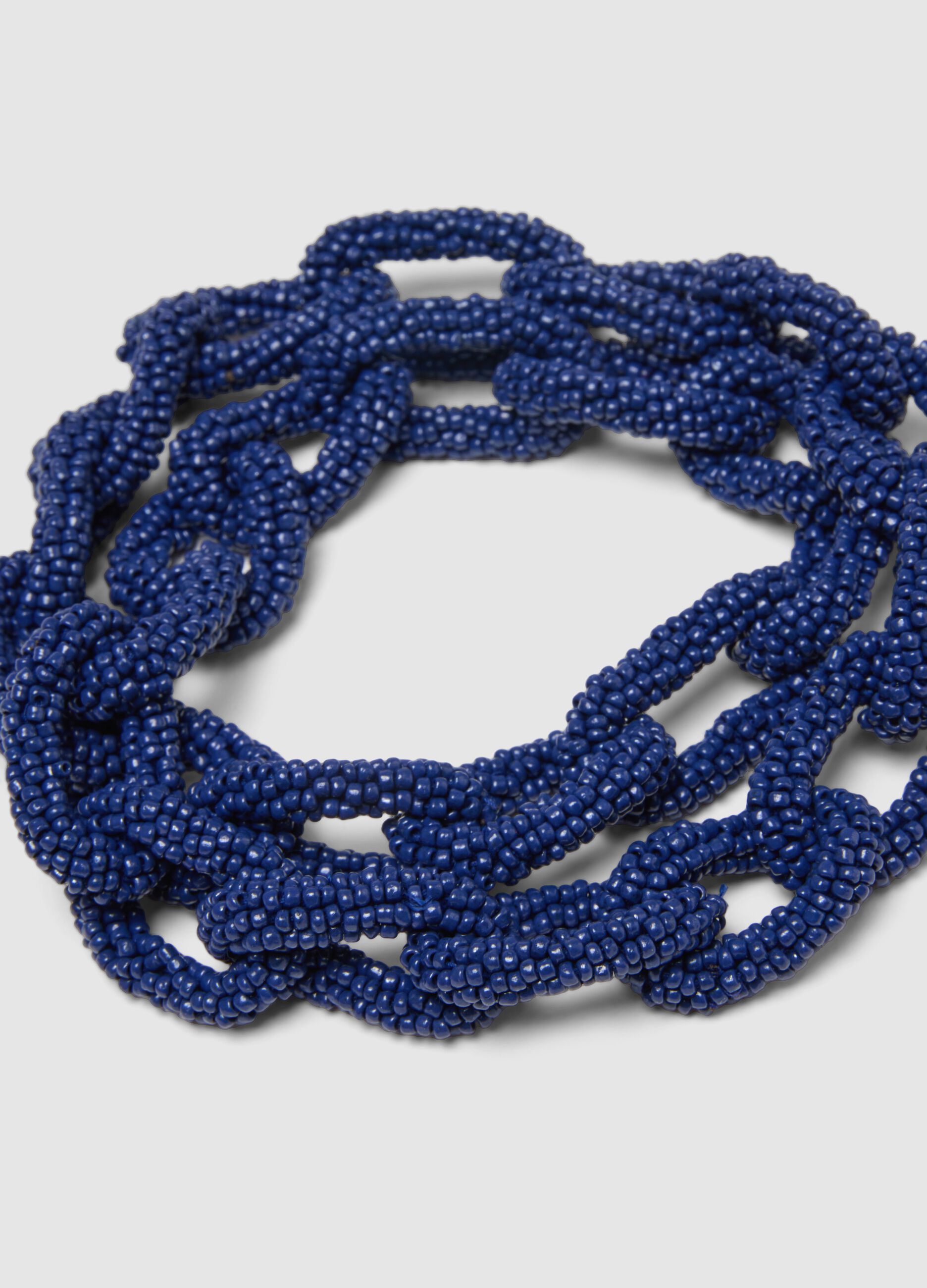 Blue necklace with braided glass beads