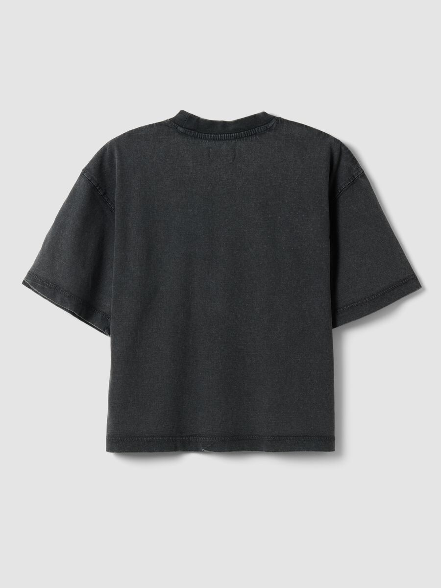 T-shirt in puro cotone grigia da ragazza oversize fit_1