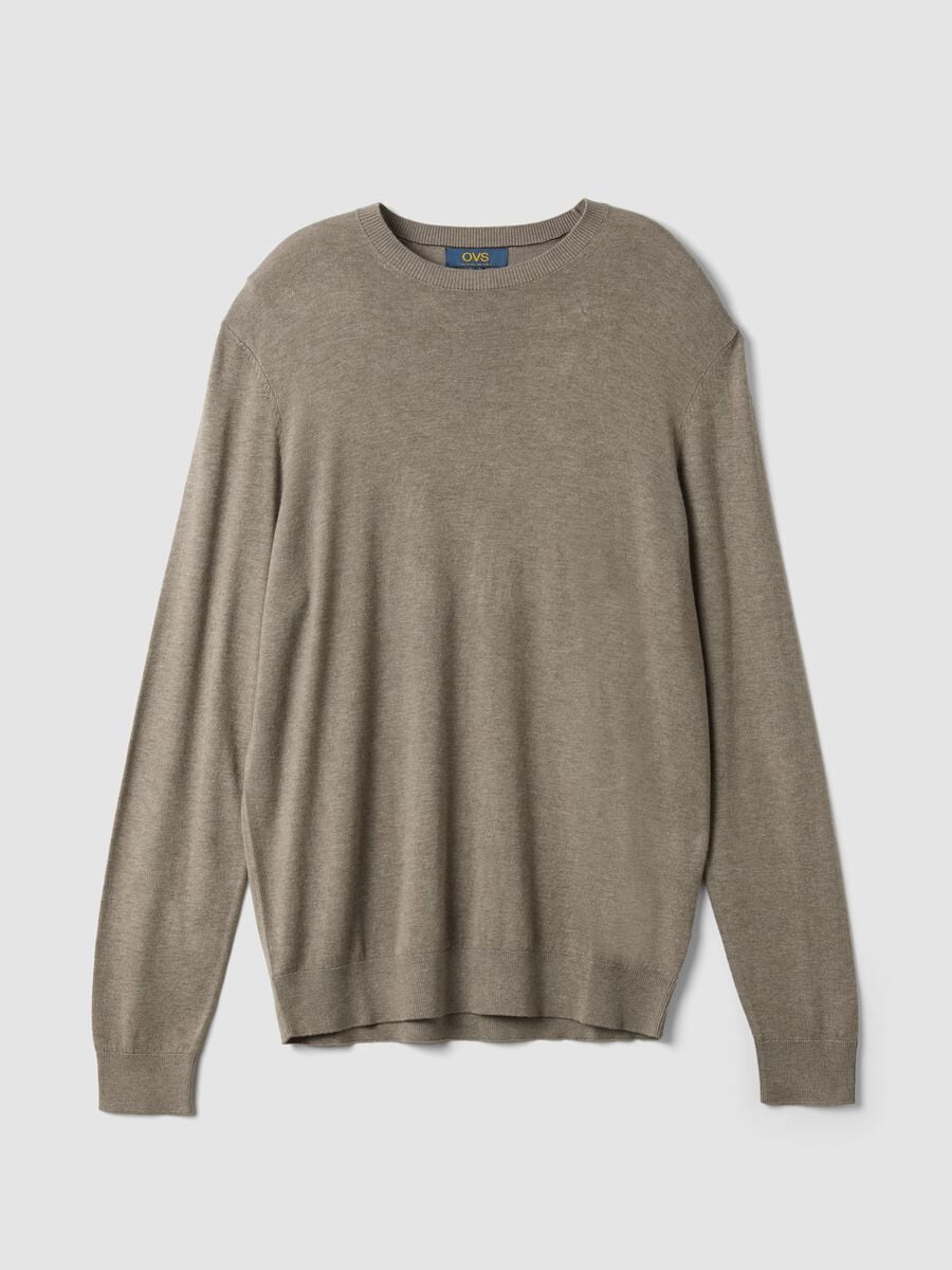 Maglia girocollo grigia in misto viscosa regular fit_0