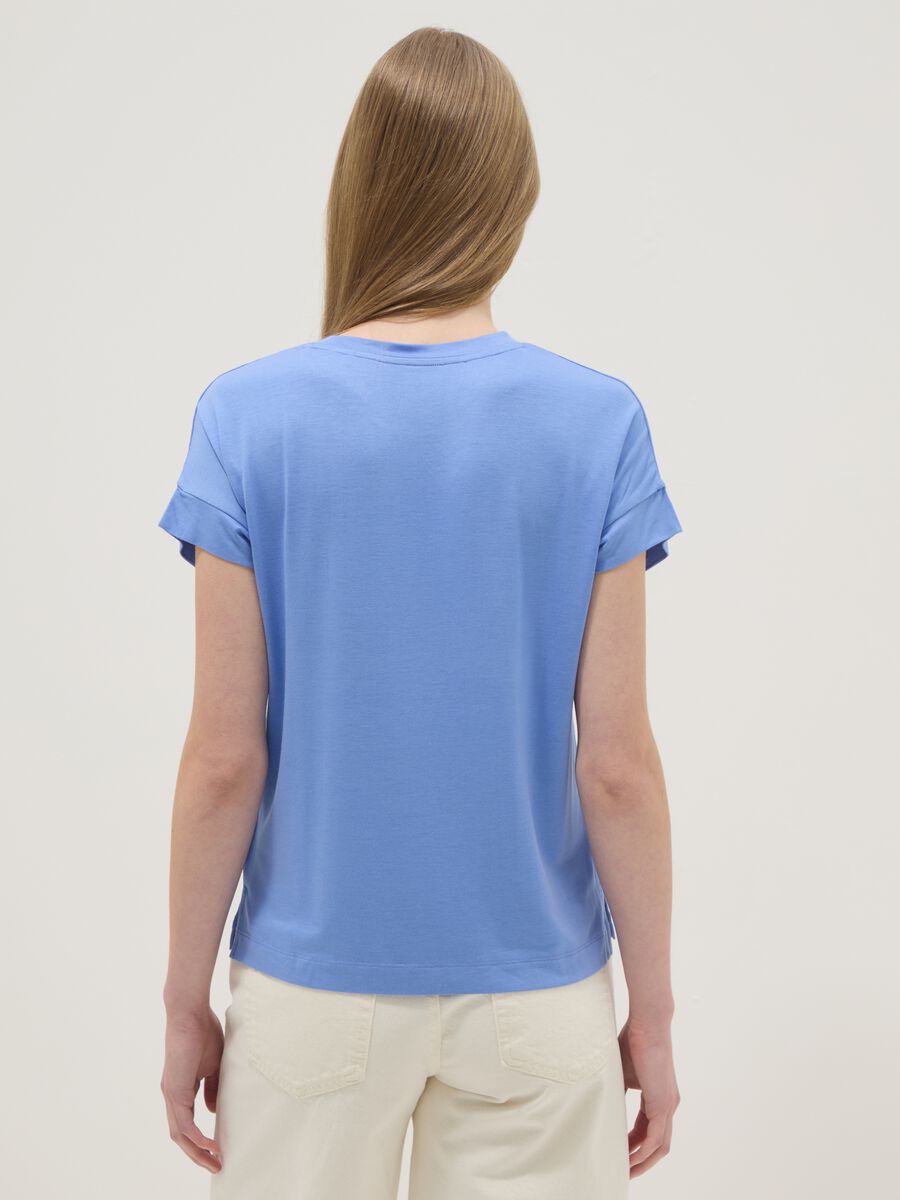 Light blue short-sleeve stretch viscose T-shirt_3