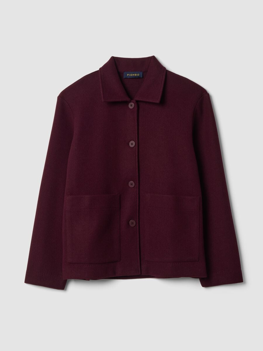 Giacca rossa burgundy in misto viscosa con girocollo regular fit_4
