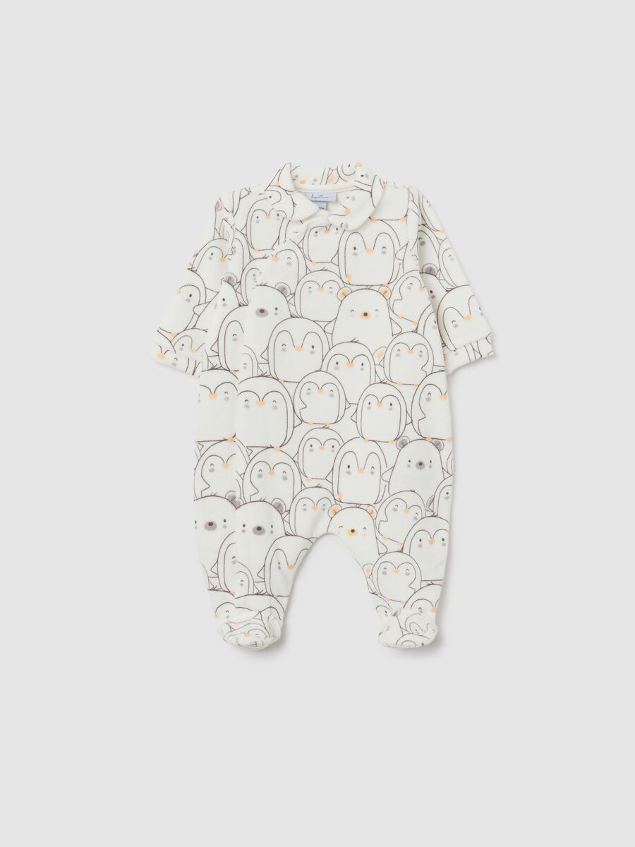 Tutina da neonato in misto cotone multicolor con stampa_0
