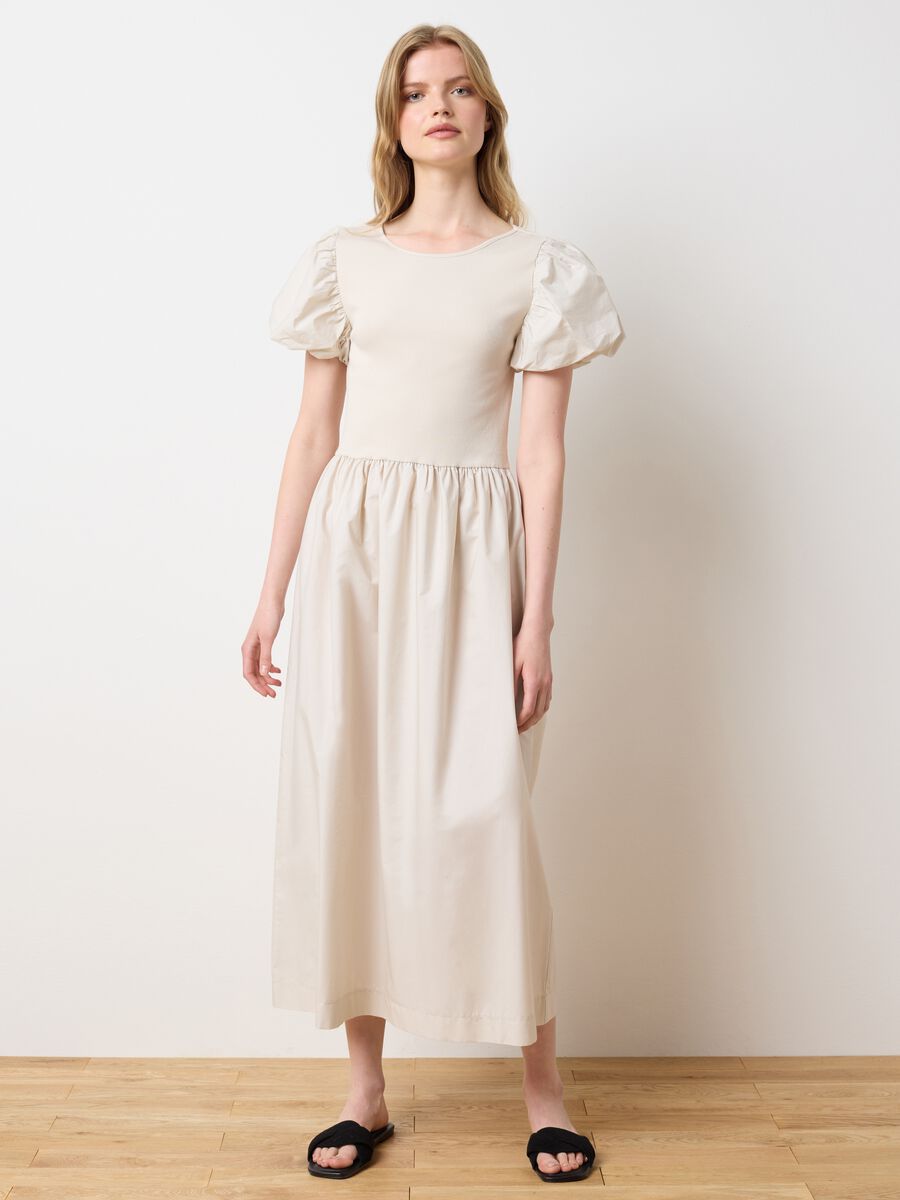 Women's Long Beige Dress in Pure Cotton Regular Fit_1