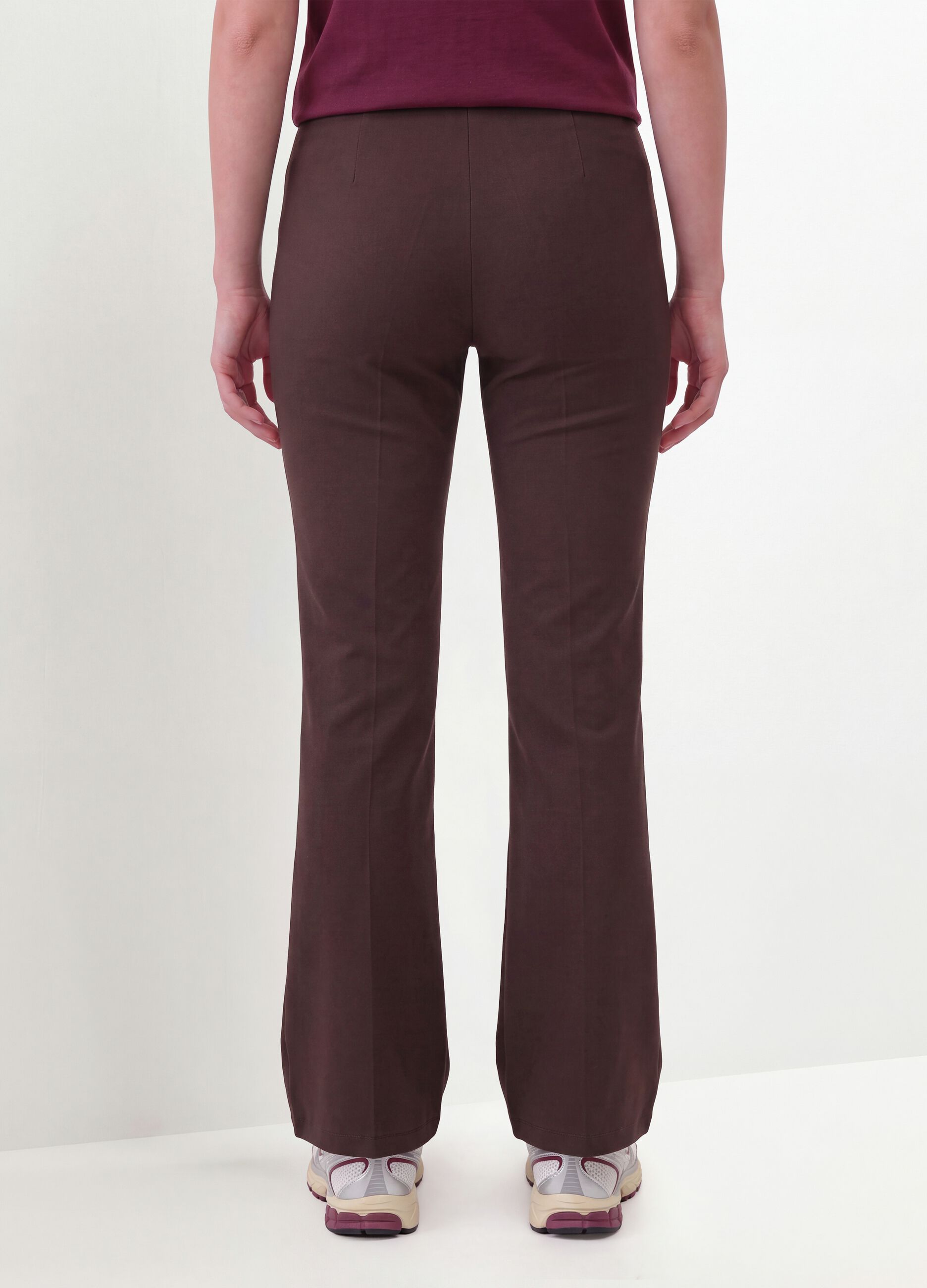 Brown flare trousers in stretch viscose