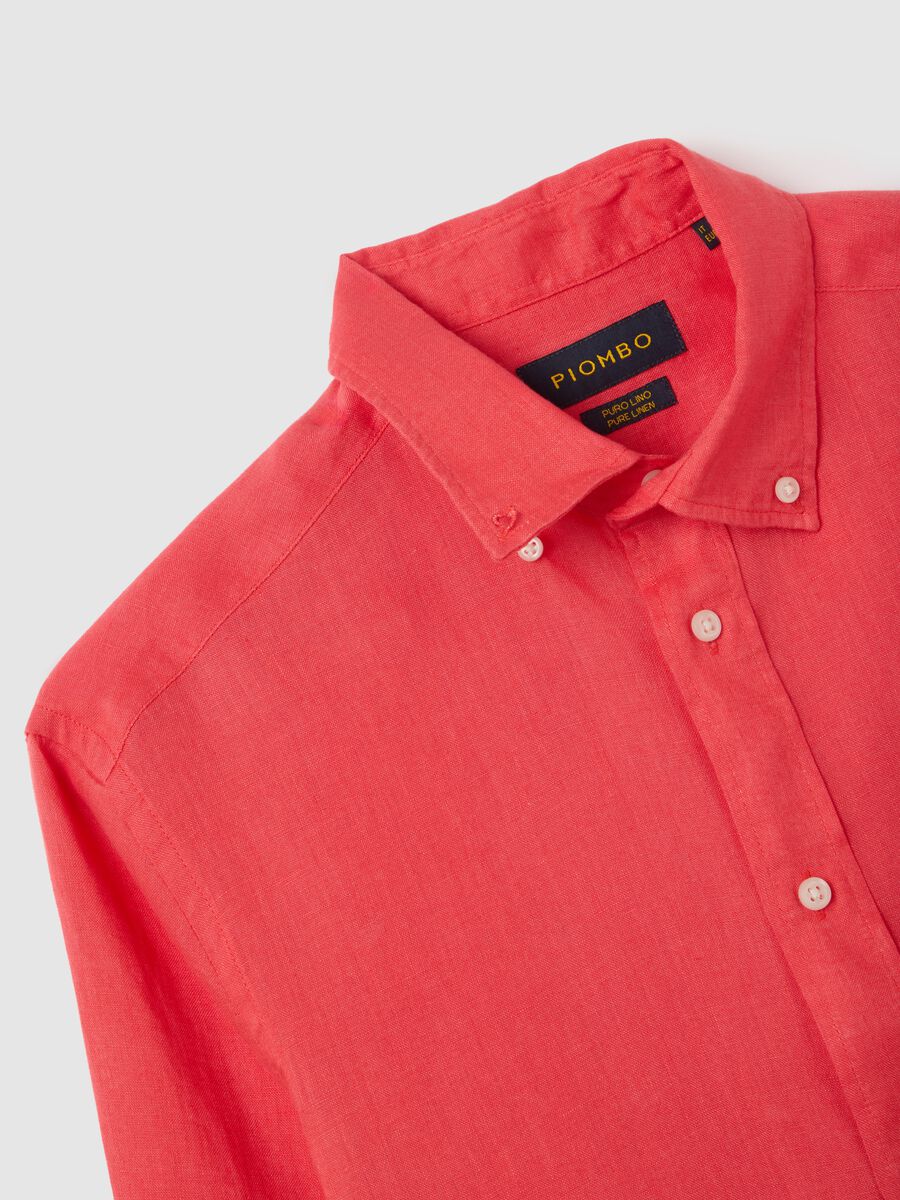 Pink Long Sleeve Linen Shirt by Piombo_5