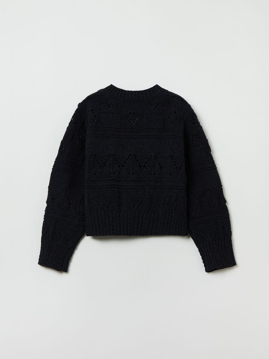 Cardigan in ciniglia con trama traforata_1