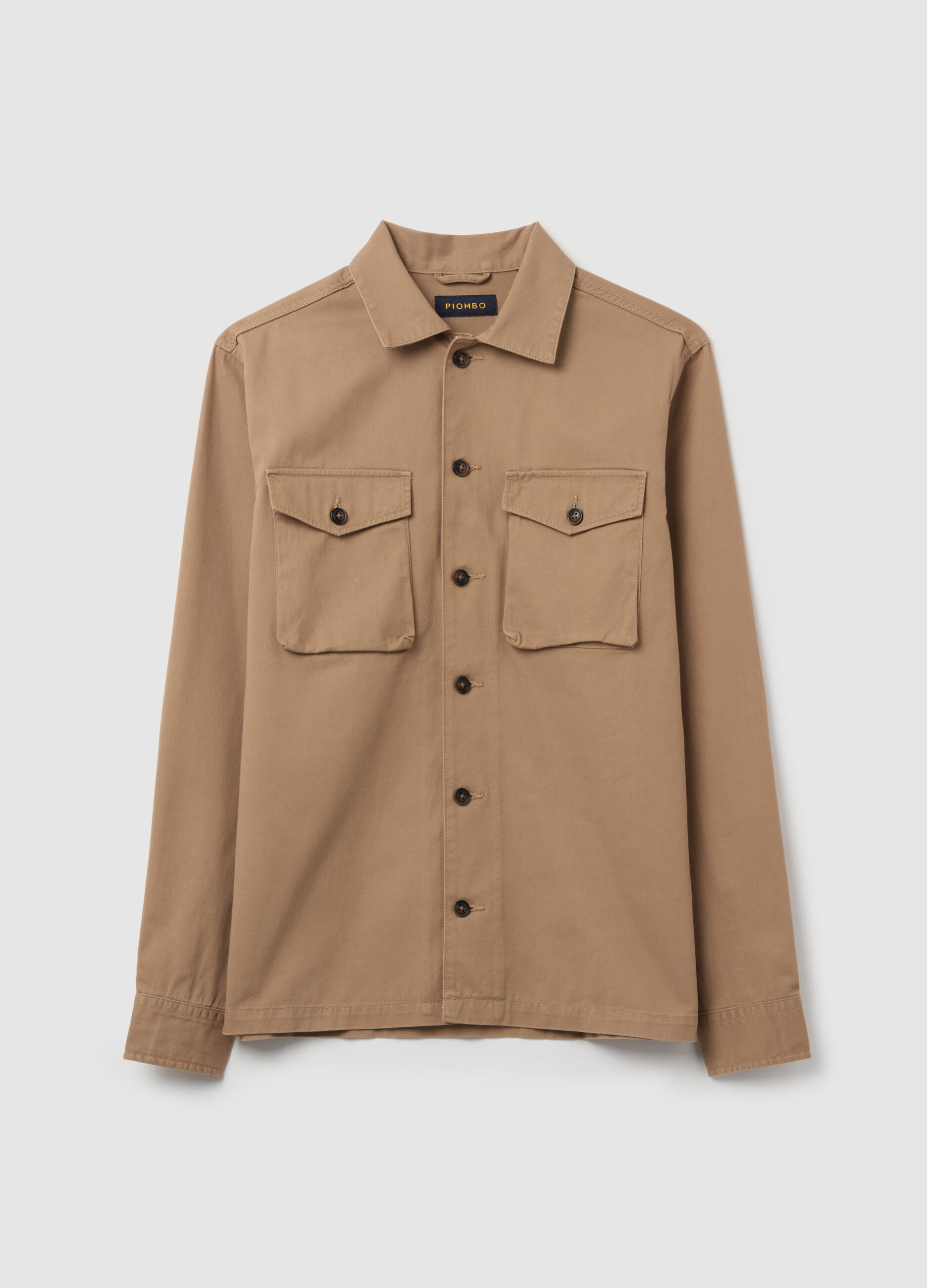 Shacket in twill tinta unita