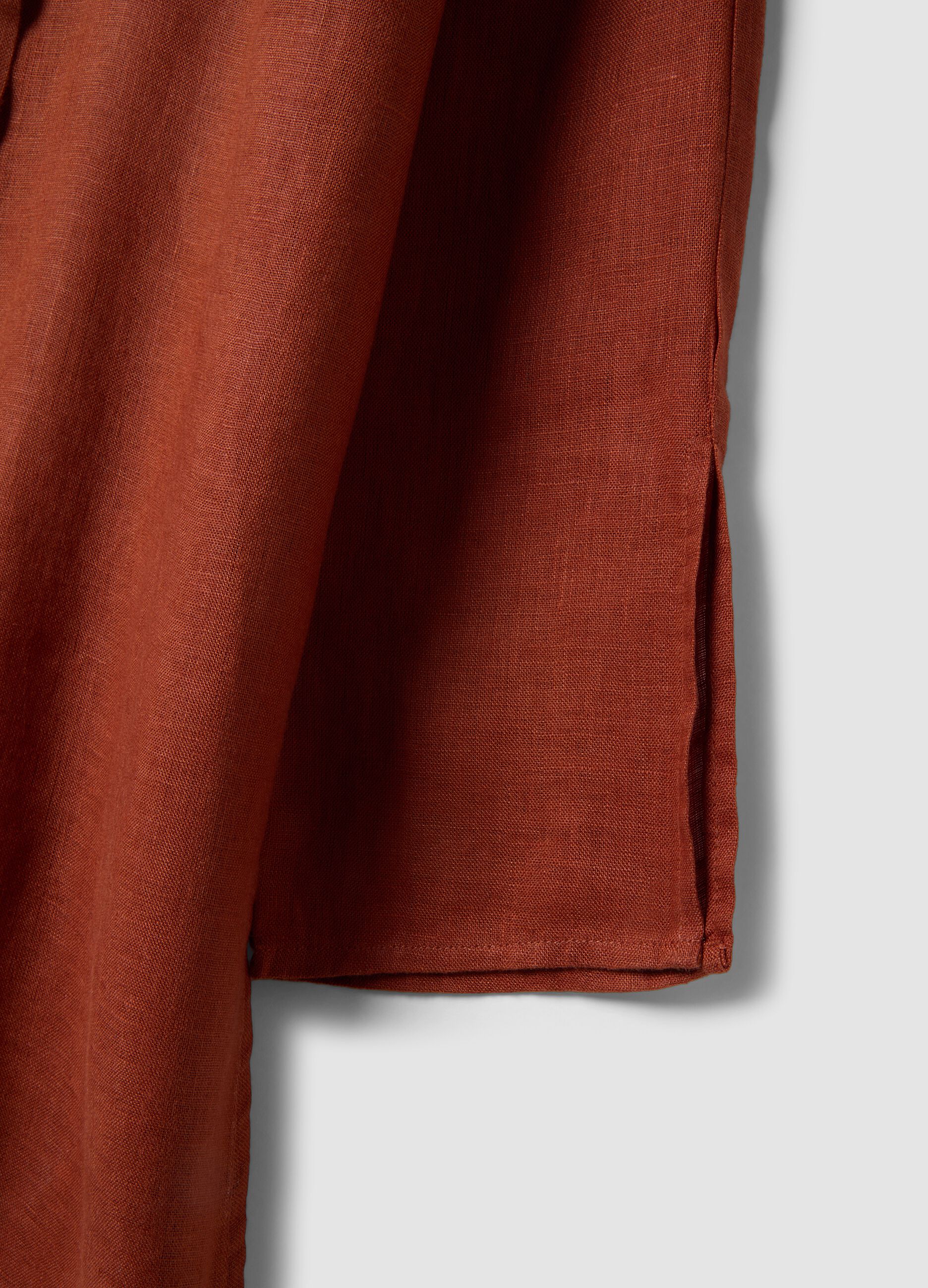 Long oversized pure red linen shirt