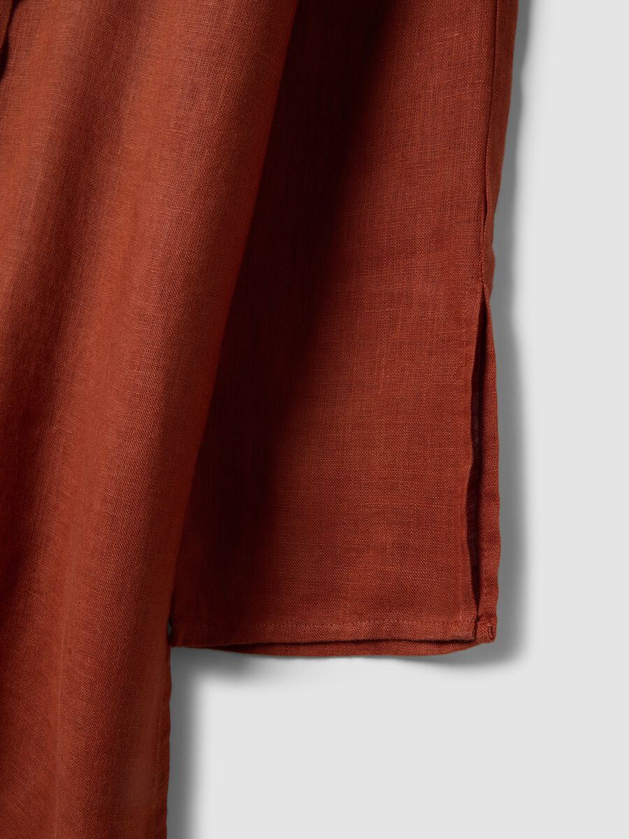 Long oversized pure red linen shirt_5