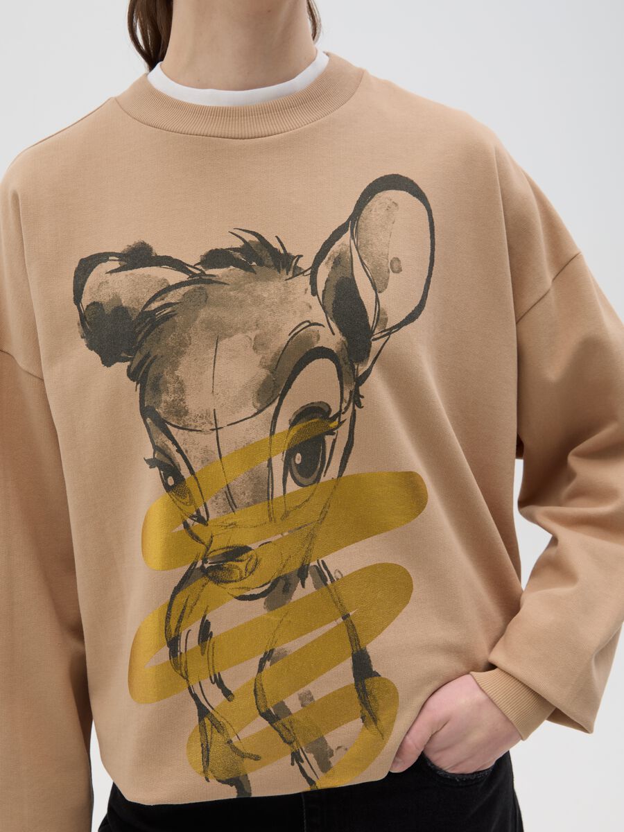 Beige sweatshirt with Bambi foil print_2