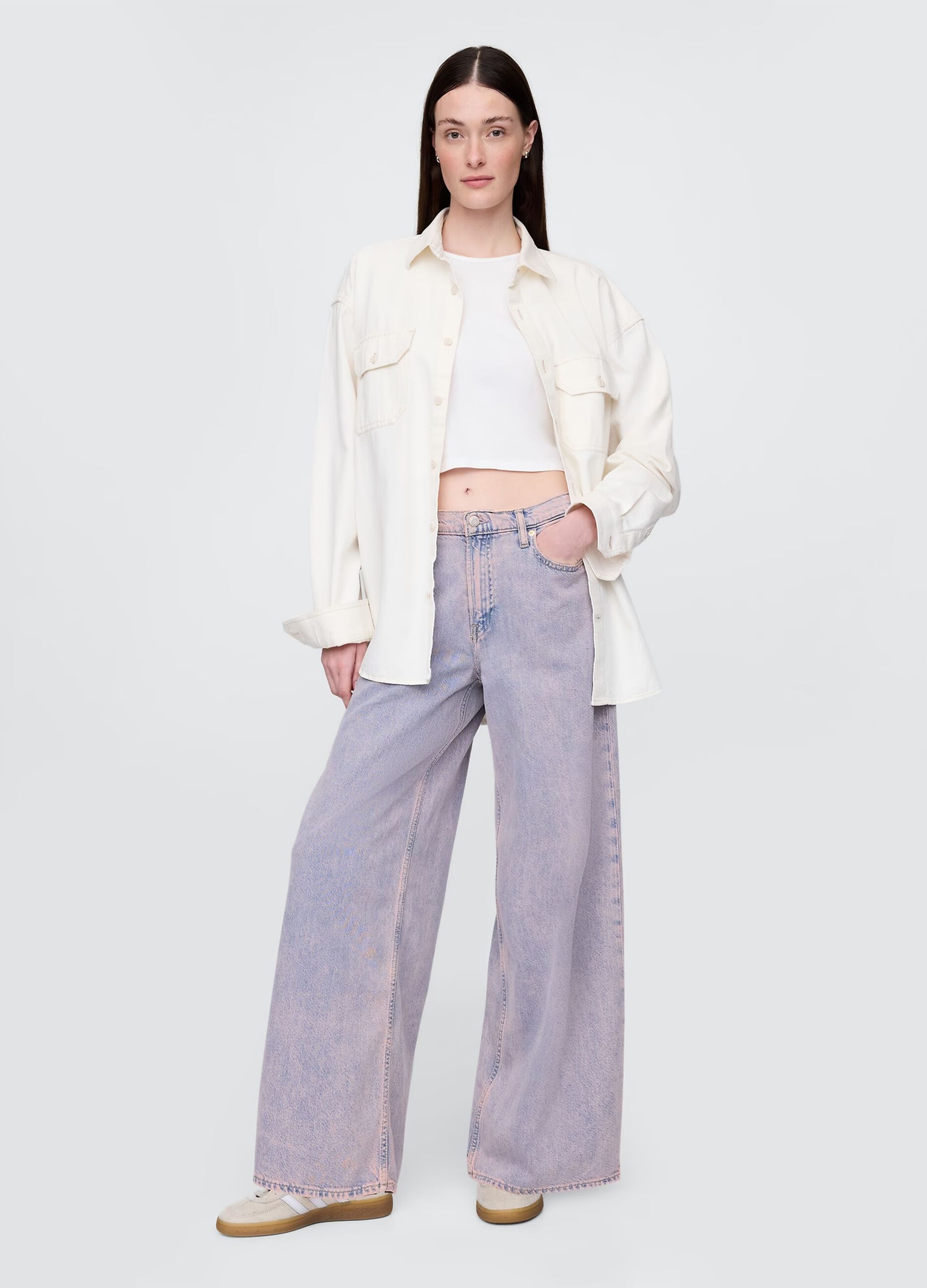 Wide-leg trousers in Lyocell and cotton