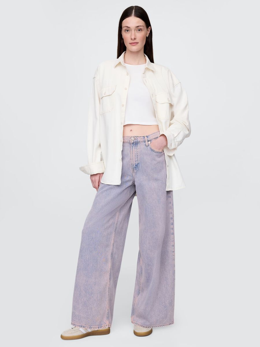 Pantaloni a gamba larga in cotone e Lyocell_0