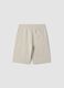 Beige organic cotton Bermuda shorts with elasticated waist_4