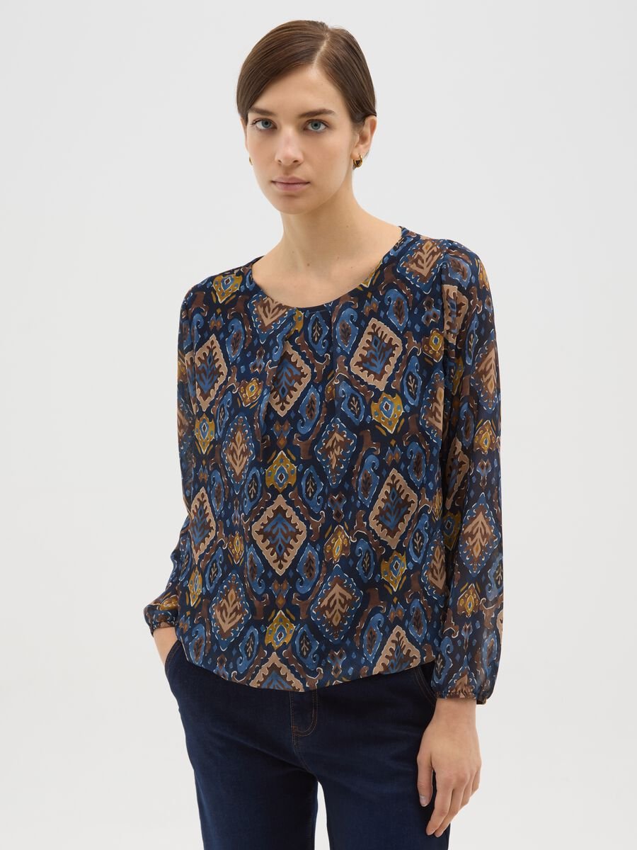 Multicolor long sleeve blouse in regular fit_0