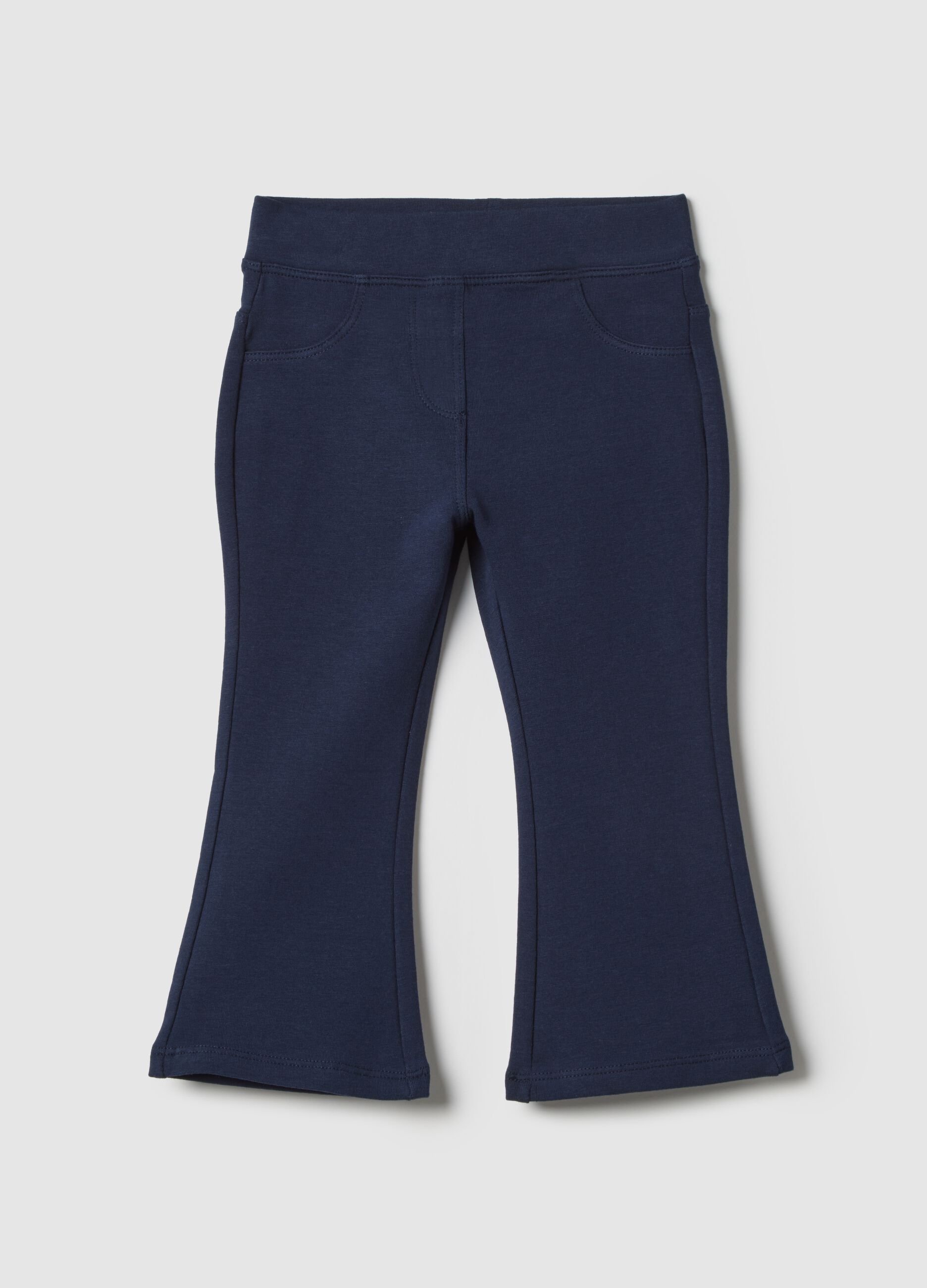 Blue slim fit stretch cotton trousers for girls