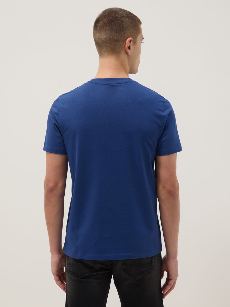 Short sleeve blue pure cotton regular fit t-shirt_2