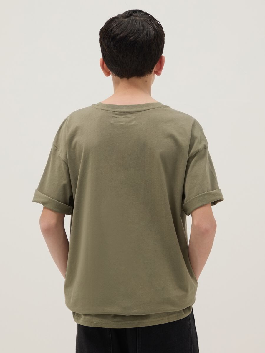 Kids' green pure cotton regular fit T-shirt with print_1
