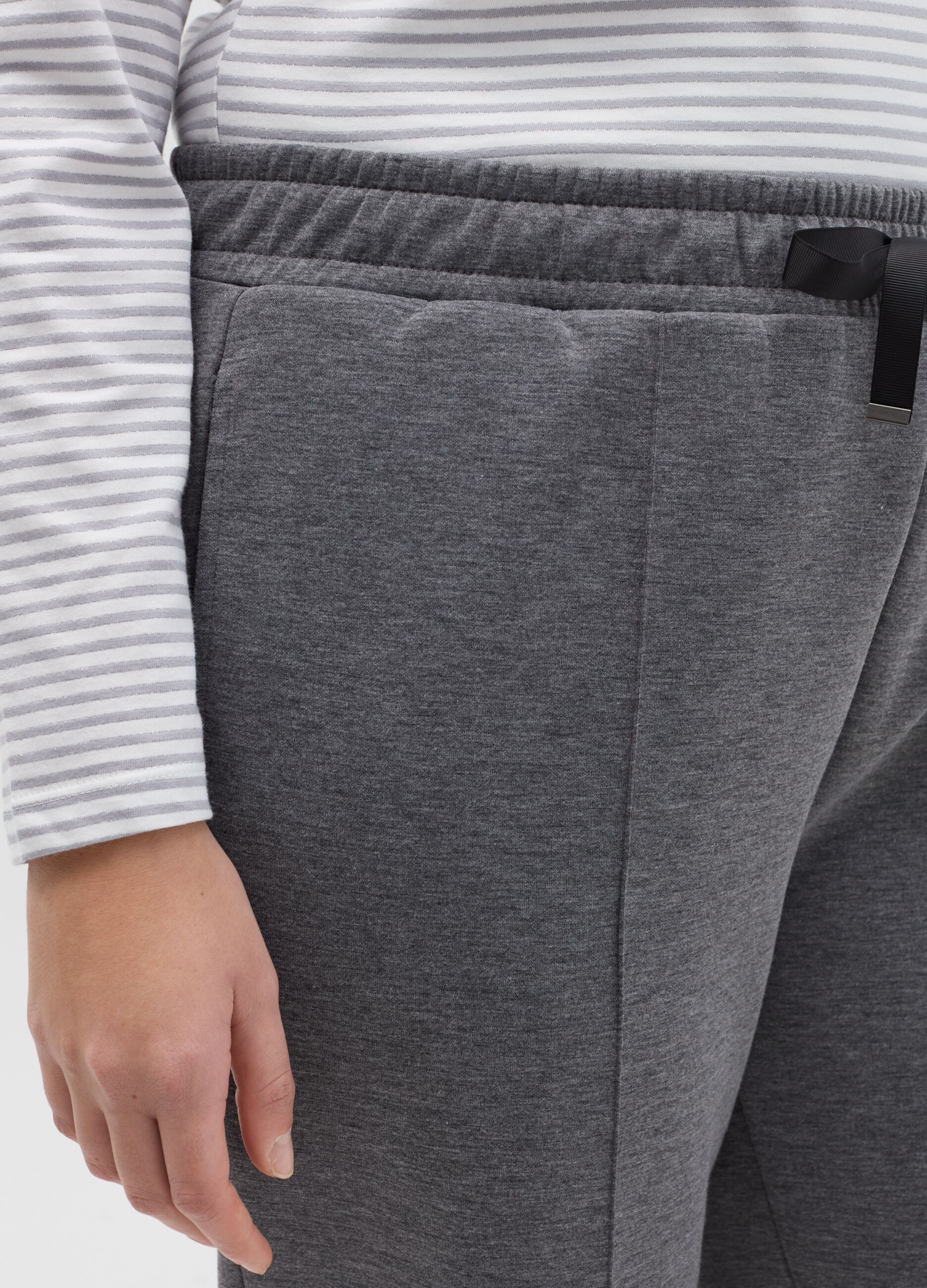 Curvy plush joggers with embossed seams